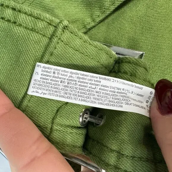 Bershka Micro 90s Buckle Detail Low Rise Ultra Mini Skirt In Khaki Green Size 6 - Picture 7 of 13